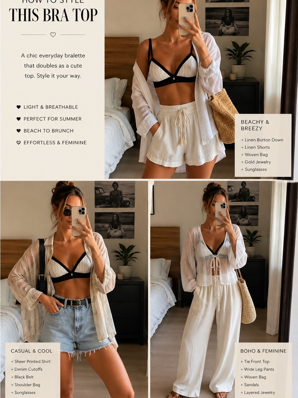 Frederick's of Hollywood Black & White Bralette Top